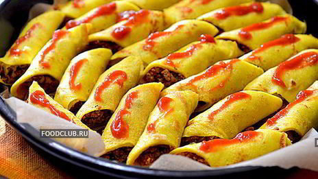 блинчики с мясом праздничные