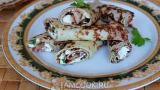 Блины с беконом и брынзой