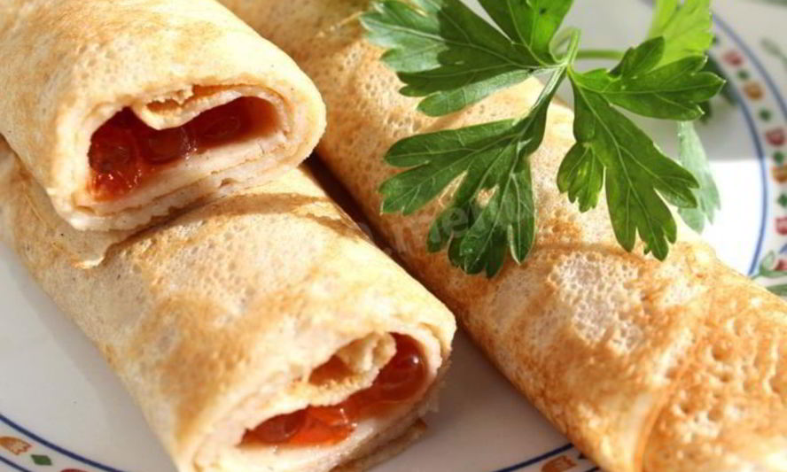 Рецепт блинов с красной икрой