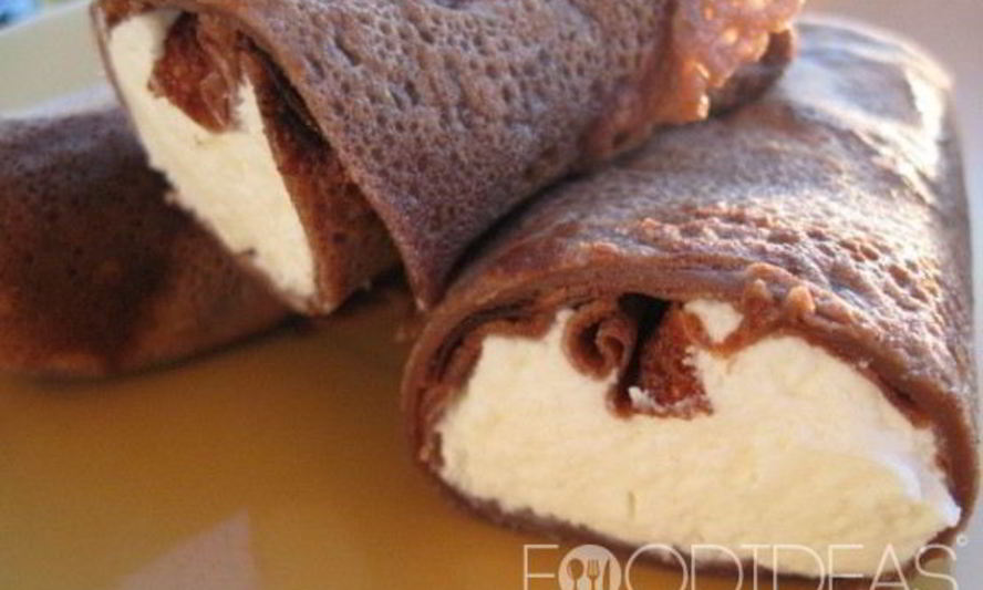 Рецепт шоколадных блинов с творогом