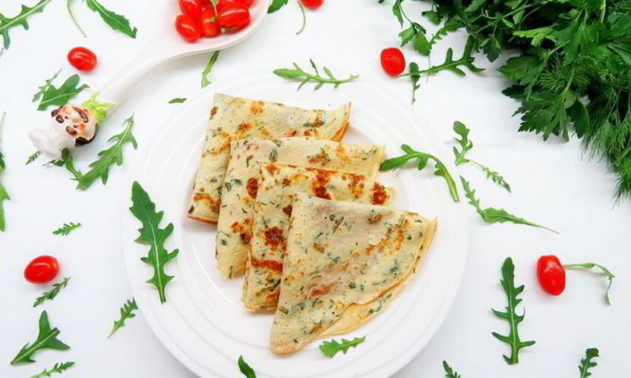 Рецепт творожных блинчиков с зеленью