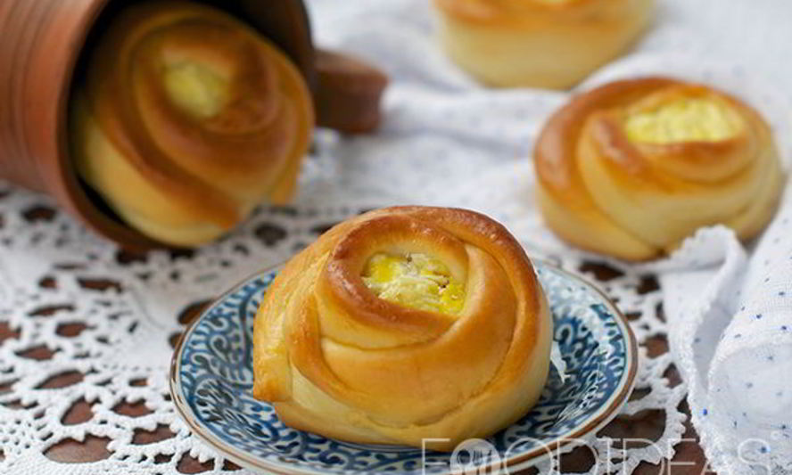 Рецепт булочек розочки с творогом