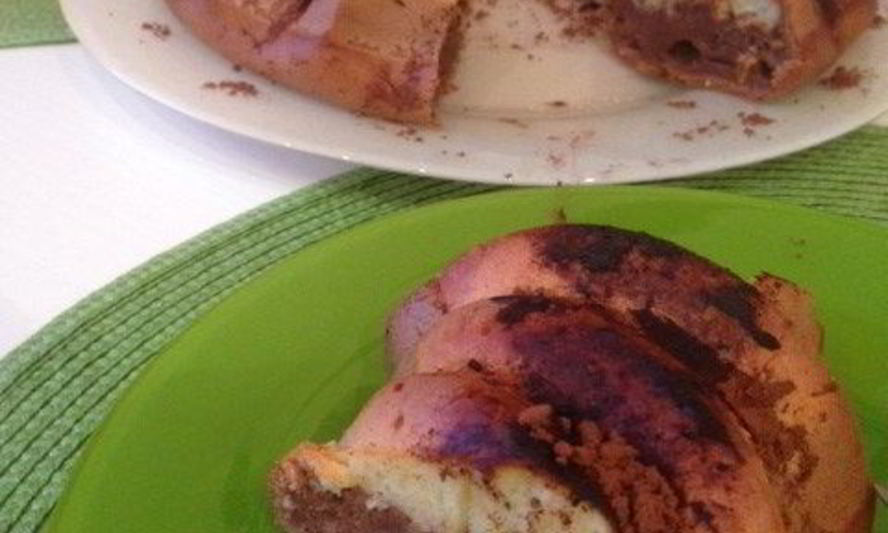 Рецепт двухцветного творожного кекса с какао и кокосом