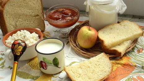 пшенично-рисовый хлеб на твороге