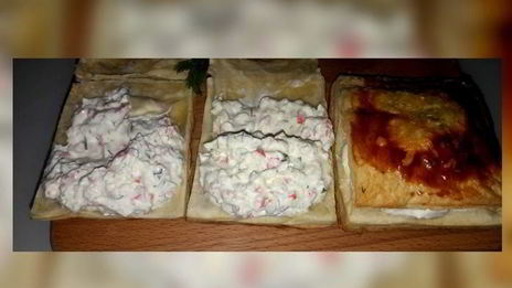 хрустящие слойки с крабово-творожным кремом
