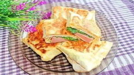 конвертики из лаваша с ветчиной