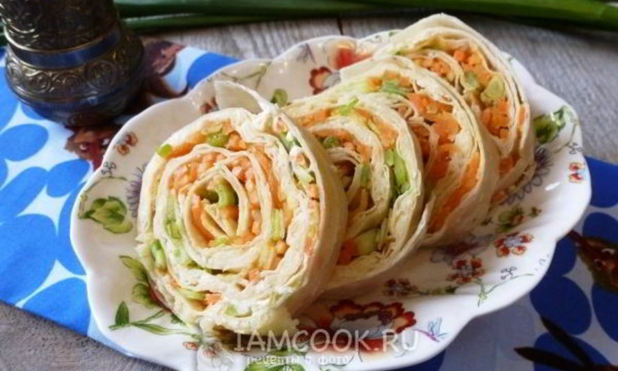 Рецепт лаваша с корейской морковкой и сыром