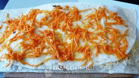 лаваш с корейской морковкой и сыром
