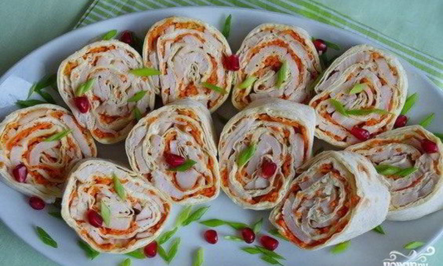 Рецепт лаваша с курицей и морковью