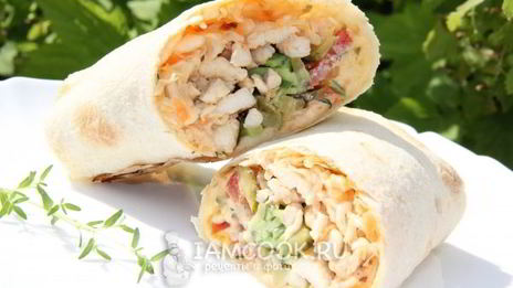 лаваш с курицей и овощами