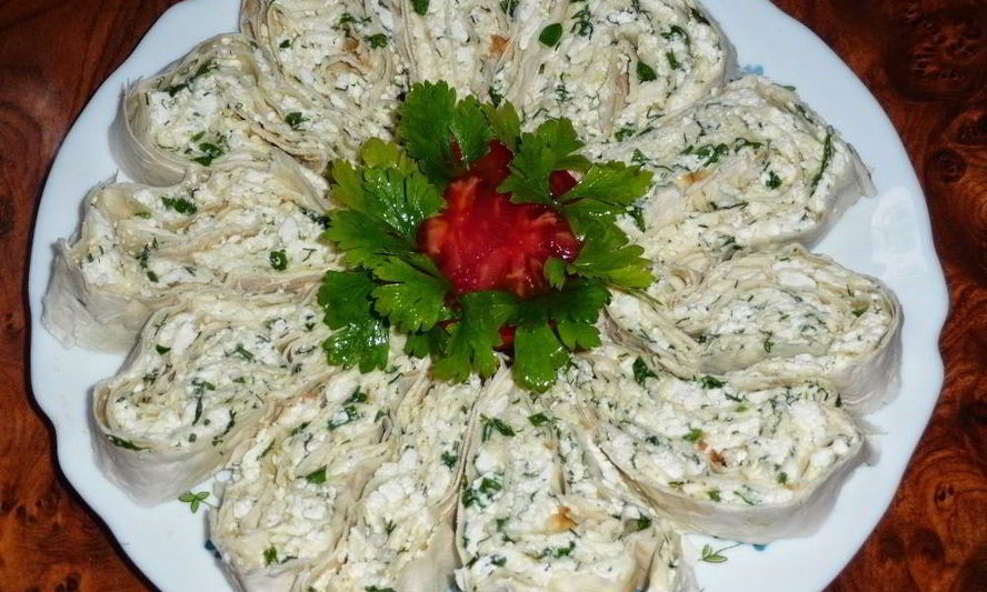 Рецепт лаваша с начинкой из творога и зелени