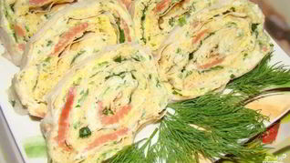 Лаваш с рыбой и плавленым сыром