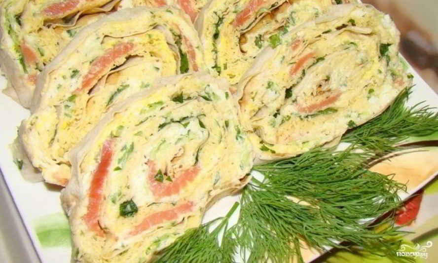 Рецепт лаваша с рыбой и плавленым сыром