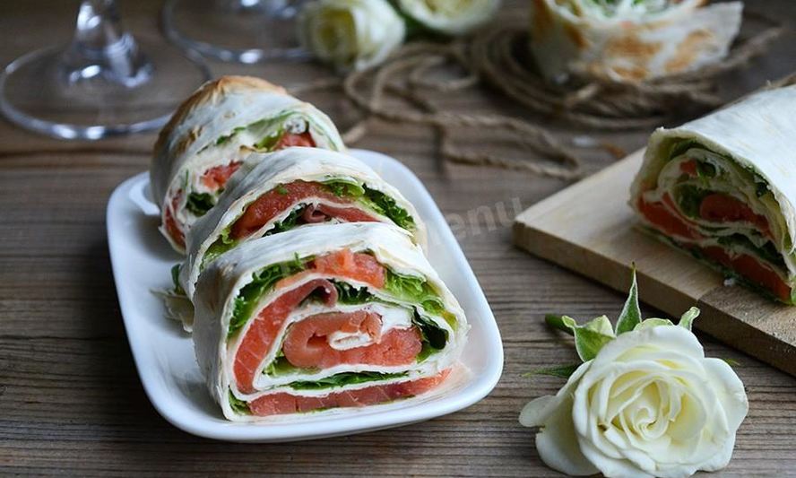 Рецепт лаваша с семгой и зеленью