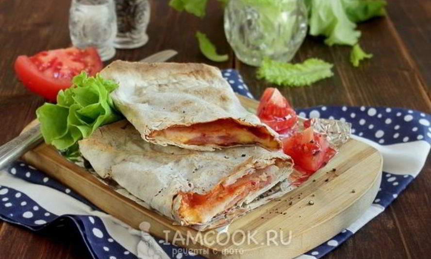 Рецепт лаваша с ветчиной и сыром в духовке