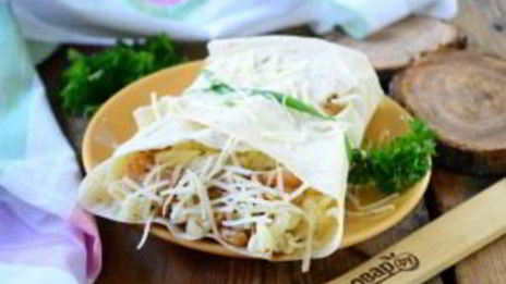 паста с креветками в лаваше