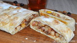 Рулет с яблоками из лаваша