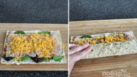 рулетики из лаваша с ветчиной