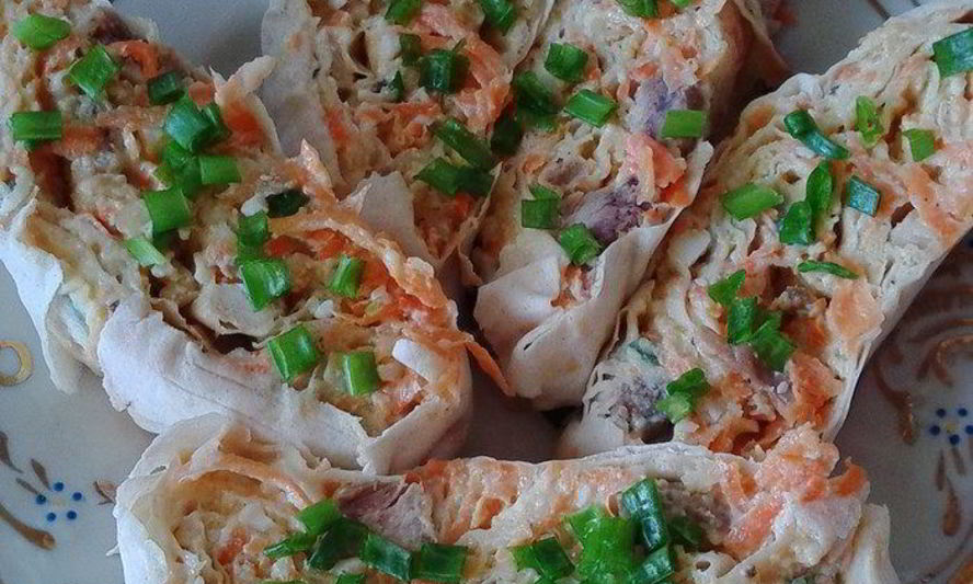 Рецепт салатной закуски в лаваше