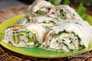 Закуска из лаваша с яйцом и ветчиной