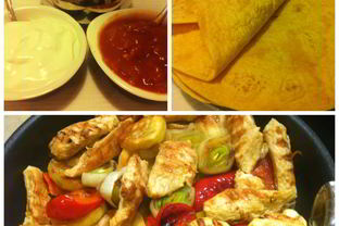 Фахитас с курицей и мексиканской лепешкой