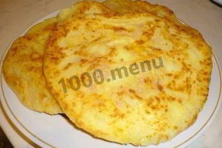 Сырные лепешки на кефире с ветчиной