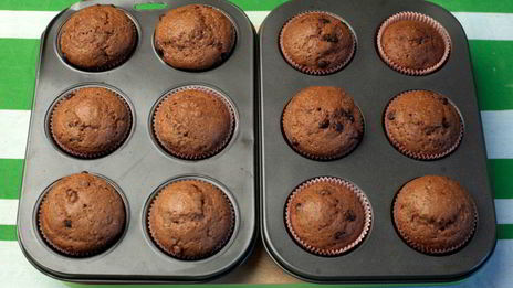 шоколадные маффины с бананом