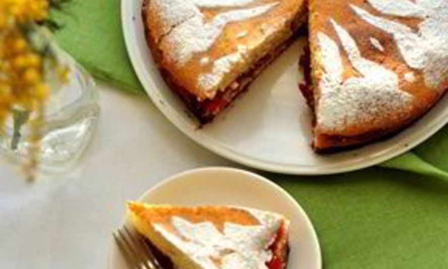 Рецепт манника с земляничным джемом