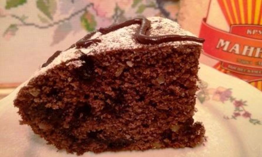 Рецепт шоколадного манника с черникой и кедровым орехом