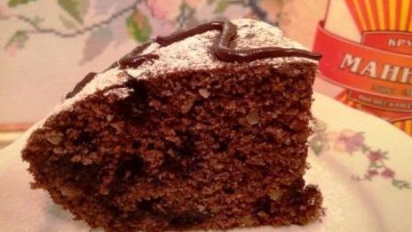 шоколадный манник с черникой и кедровым орехом