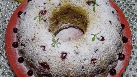 творожный манник с клюквой