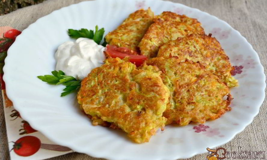 Рецепт кабачковых оладий с морковью и овсяными хлопьями