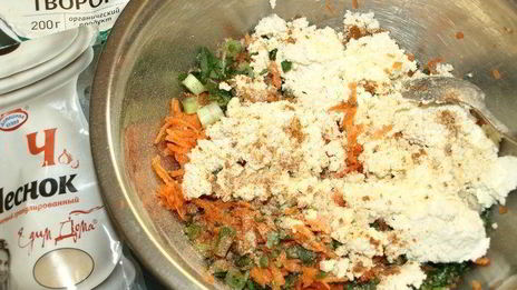 оладьи из батата с творогом и зеленью