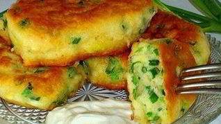 Оладьи на кефире с зеленым луком