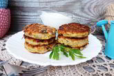 Овощные оладьи с шампиньонами