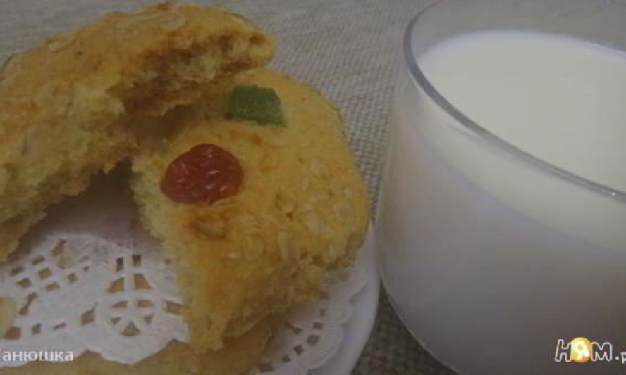 Рецепт печенья с цукатами и овсяными хлопьями