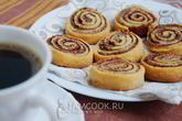 Творожное печенье-рулетики с какао и корицей