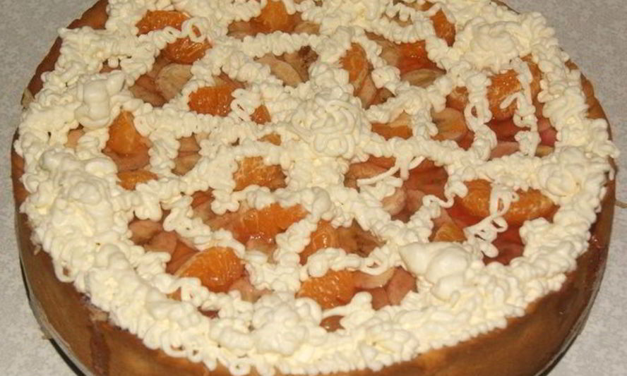 Рецепт пирога с творогом и фруктами