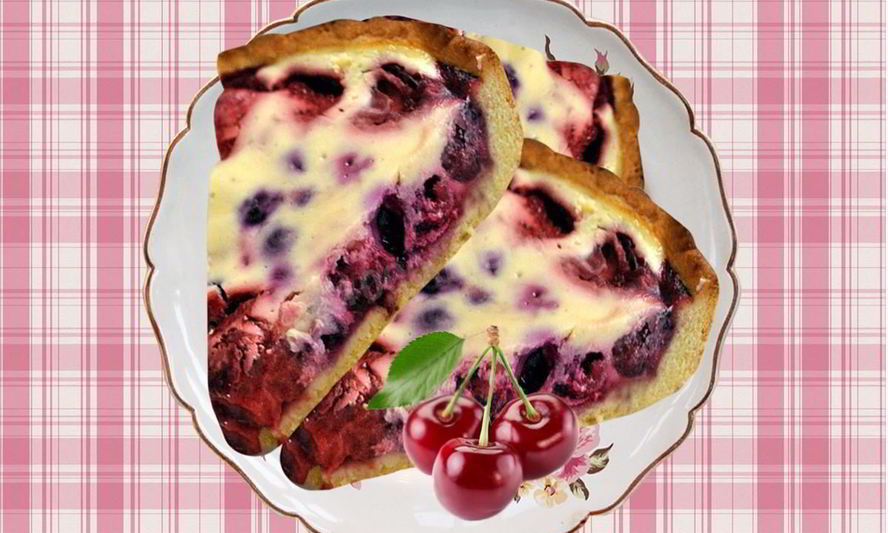 Рецепт сметанного пирога с замороженными ягодами вишни