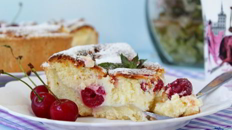 творожный пирог с вишней