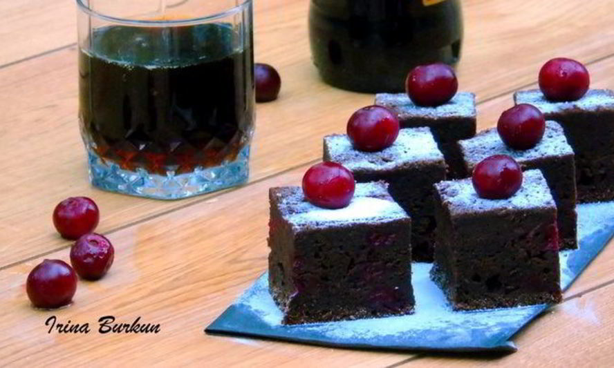 Рецепт брауни с вишней на темном пиве