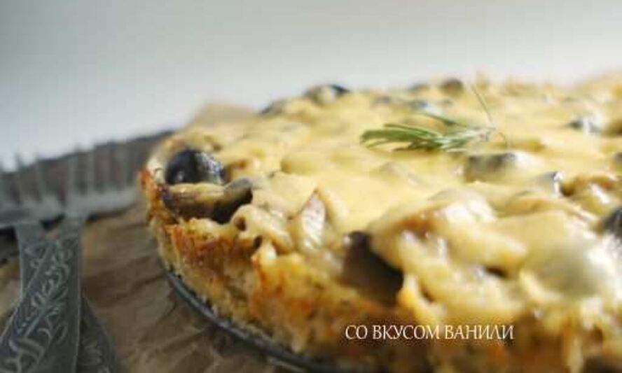 Рецепт картофельной пиццы с грибами и маслинами