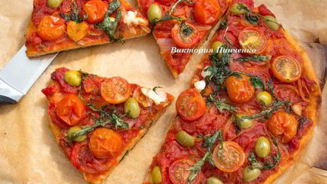 пицца маринара на томатном тесте
