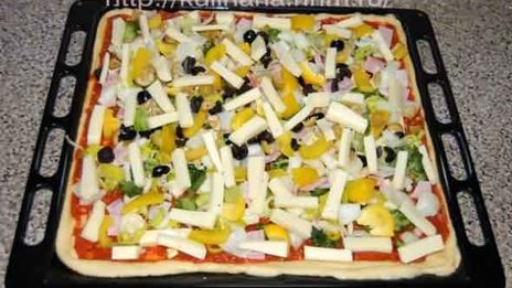 пицца овощная, усиленная ветчиной