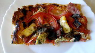 Слоеная пицца с копченой грудкой