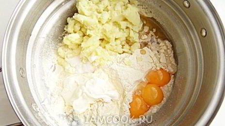 картофельные пончики с ветчиной