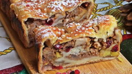 штрудель с грушей и яблоками