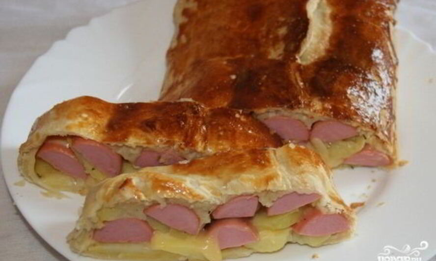 Рецепт штруделя с картошкой и сосиской
