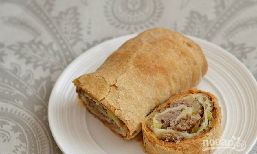 Рецепт штруделя с мясом