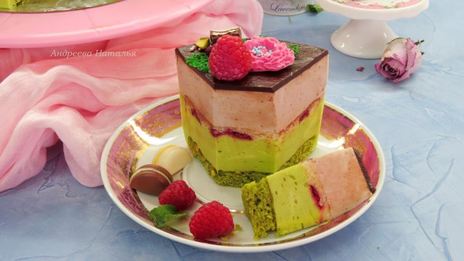 торт птичье молоко малина-фисташка-роза